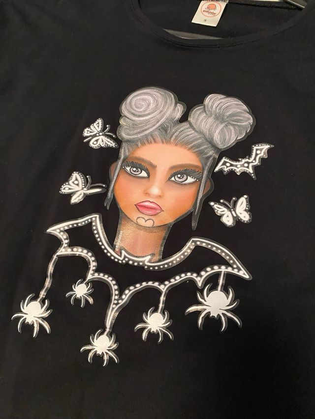 Vestido niña murciélago y arañas lentejuelas