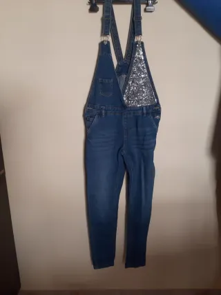 Salopette jeans con paillettes