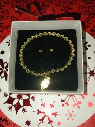 Conjunto Pulsera y Pendientes Buho Baño Oro