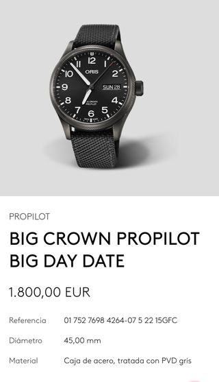 Oris Big Crown ProPilot Big Day Date 