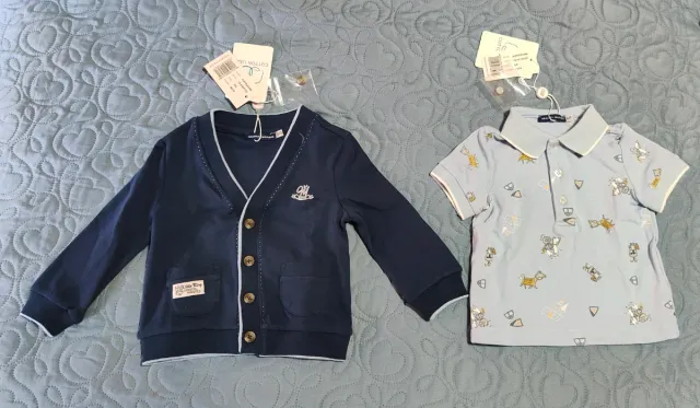 Conjunto bebé: cárdigan y polo