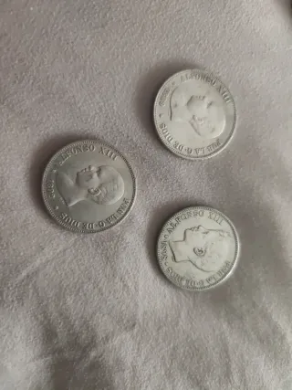 3 Moneda Plata 5 Pesetas Alfonso XIII