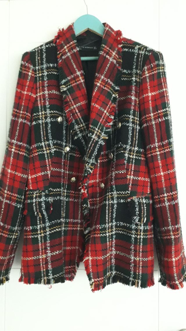 Blazer Zara Tartán Multicolor