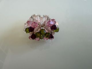 Anillo de abalorios flores ajustable