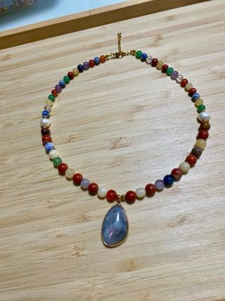 Collar piedras naturales y colgante labradorita