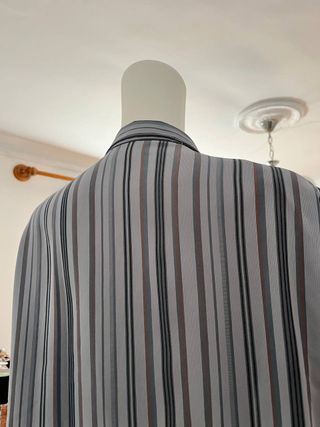 Camisa vintage rayas gris y marrón T. L