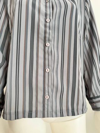 Camisa vintage rayas gris y marrón T. L