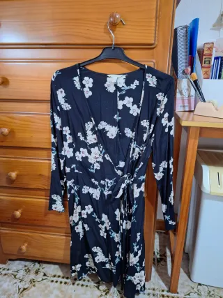 Vestido kimono floral negro talla única