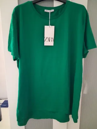 Camiseta Zara Verde Talla xl