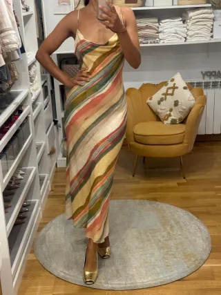 Vestido midi lino Zara S