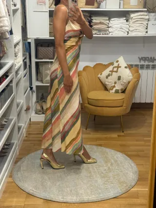 Vestido midi lino Zara S