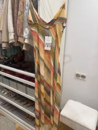 Vestido midi lino Zara S
