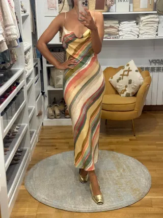 Vestido midi lino Zara S