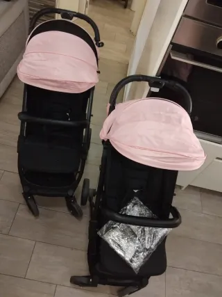 2 Carros de bebé gemelares rosas