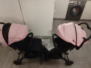 2 Carros de bebé gemelares rosas