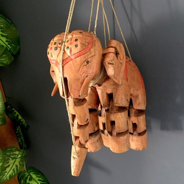 Marioneta Elefante Madera Tallada