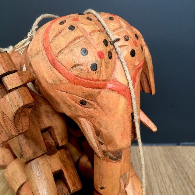 Marioneta Elefante Madera Tallada