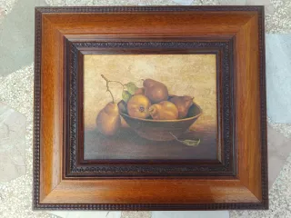 Lote 4 cuadros óleo bodegón peras