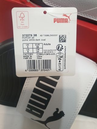 Chanclas Puma Blancas y Negras Talla 38