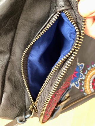 Bolso Desigual Negro Multicolor Bordado