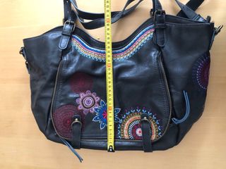 Bolso Desigual Negro Multicolor Bordado