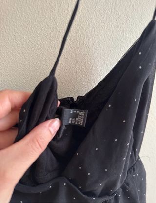Top Zara negro con lunares blancos