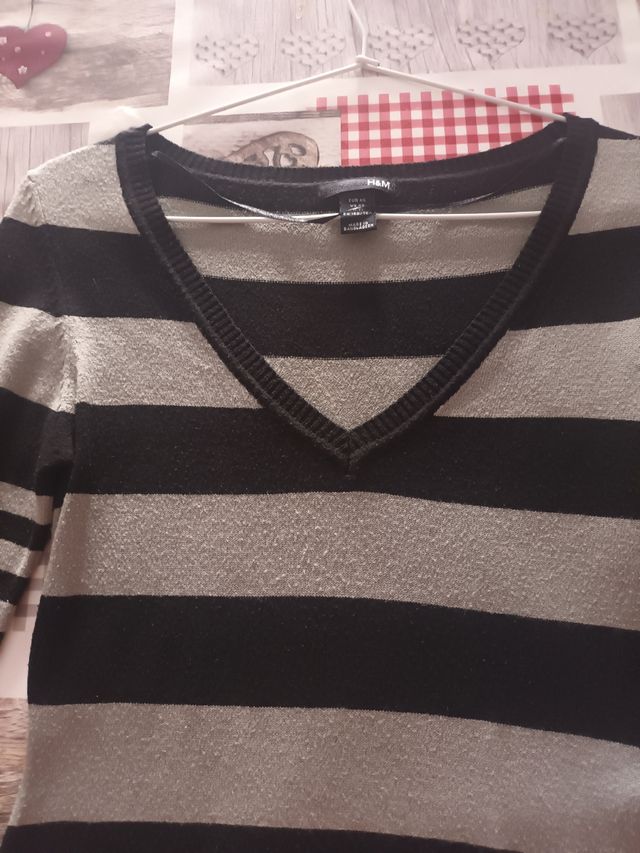 Vestido corto rayas gris y negro