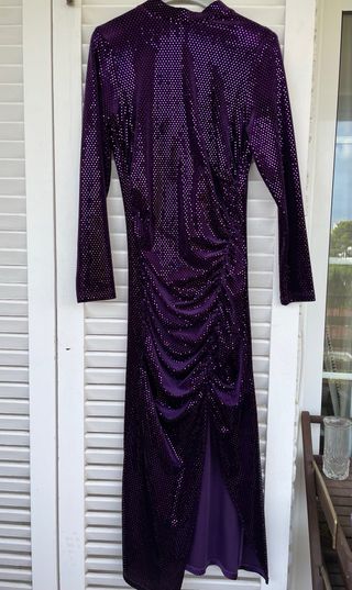Vestido largo Zara fiesta lentejuelas morado