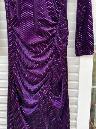 Vestido largo Zara fiesta lentejuelas morado
