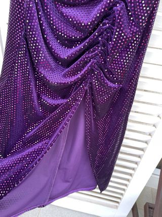 Vestido largo Zara fiesta lentejuelas morado