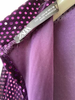 Vestido largo Zara fiesta lentejuelas morado