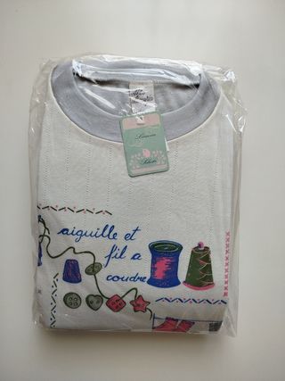 Pijama Mujer Otoño/Invierno Talla L. Gris/blanco.