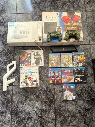 Consola PS4 y Wii con juegos