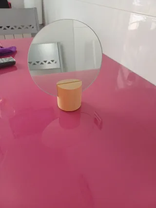 Espejo de mesa redondo madera