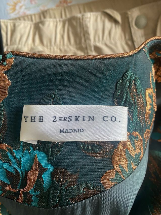 Vestido de fiesta verde y dorado Diseñador Español