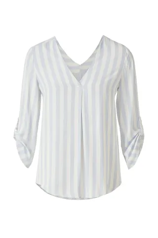 Camisa Rayas Azul y Blanco Manga Larga
