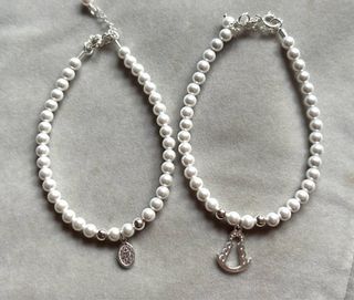 Pulsera perlas y Virgen plata925