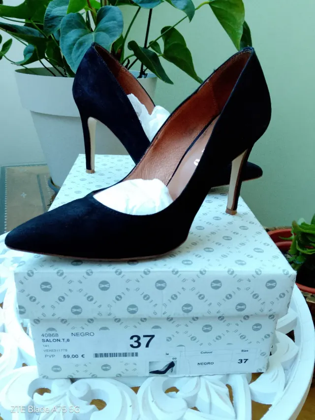 Zapatos salón ante VEO negros talla 37