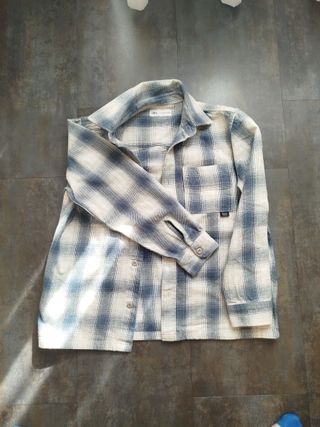 Camisa de paño Zara cuadros azul y blanco