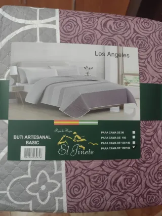 Colcha fina Los Angeles gris y rosa