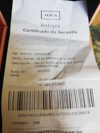 Reloj TOUS Bohéme ACE ESF Plata Correa Camel