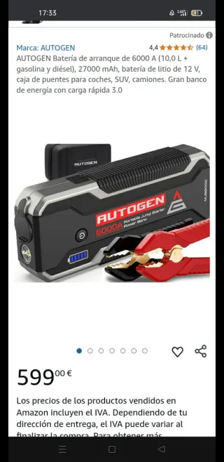 AUTOGEN Batería Arranque 6000A