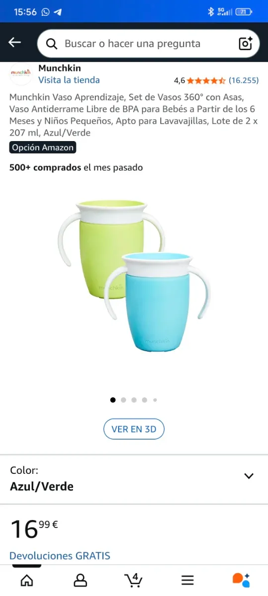 Munchkin Vaso Aprendizaje Set 2 Vasos Azul