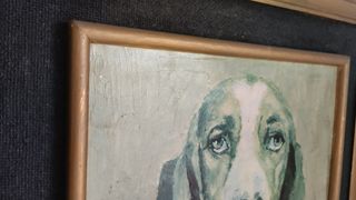 Cuadro vintage perro óleo 60x50 cm
