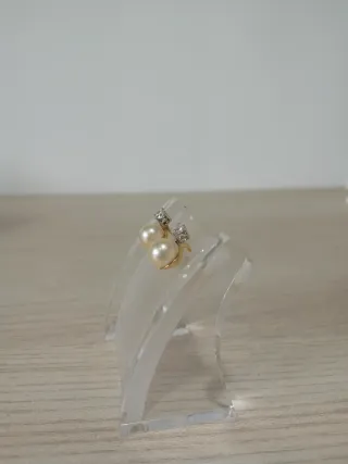 Pendientes Oro 18k Perla y Circonita