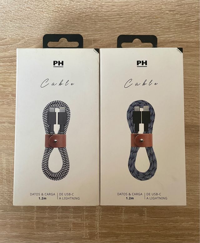 2 Cables PH USB-C a Lightning 1.2m
1 negro+ 1 azul