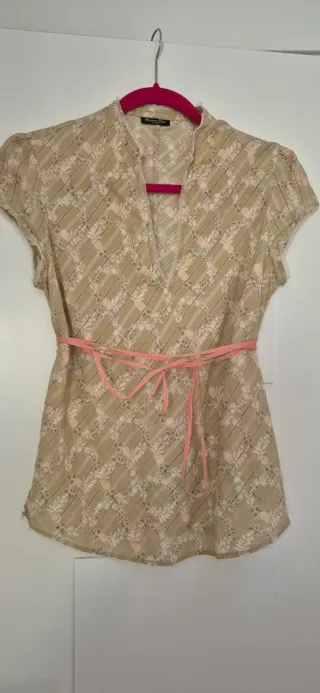 Blusa Massimo Dutti Beige y Rosa