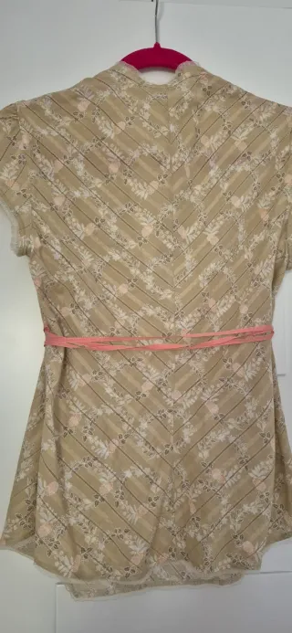 Blusa Massimo Dutti Beige y Rosa