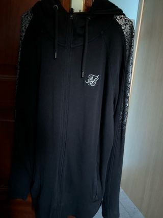 SikSilk Sudadera Negra Cremallera Plata