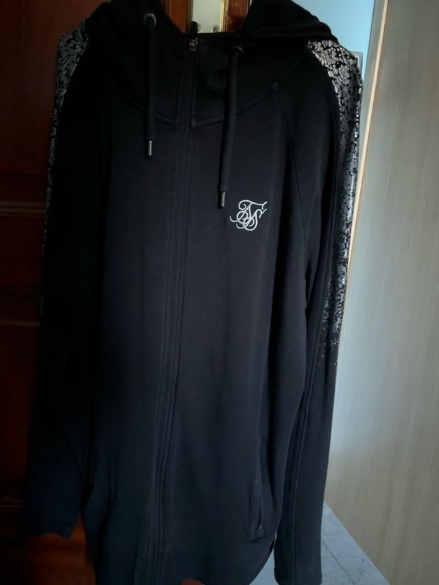SikSilk Sudadera Negra Cremallera Plata
